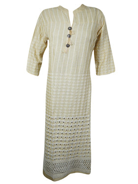 Womens Peach Embroidered Tunic Dress S/M